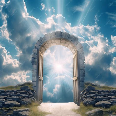 Premium AI Image | A door to heaven with the sun shining