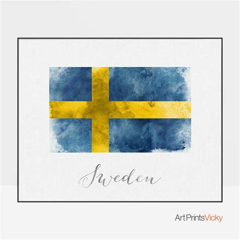 Sweden flag print Sweden art poster watercolor Wall art | Etsy