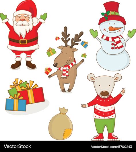 Cartoon christmas characters Royalty Free Vector Image