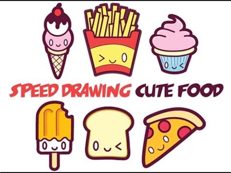 Speed Drawing : How to Draw Cute Food with Faces Easy Step by Step Kawaii Cartoons for Kids ...