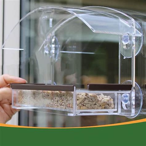 11.8 in. Window Bird Feeder with Strong Suction Cup - Suction Cup Bird Feeder for Household ...