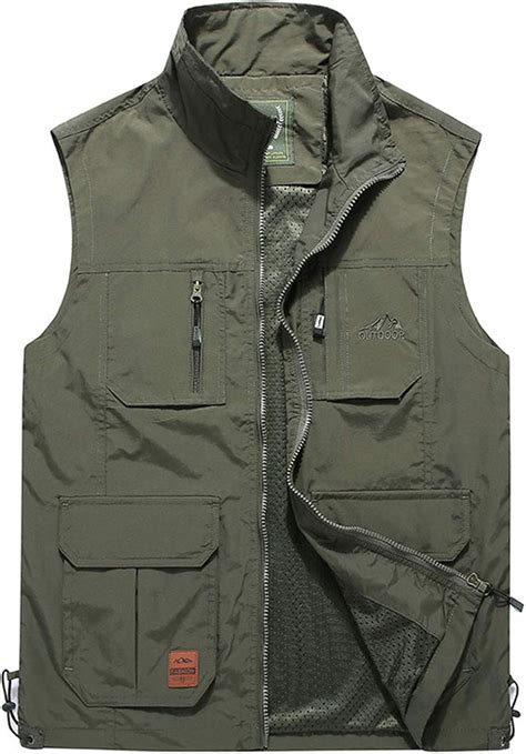 Flygo Mens Casual Lightweight Multi-Pockets Outdoor Work Fishing Travel Photo Vest at Amazon Men ...