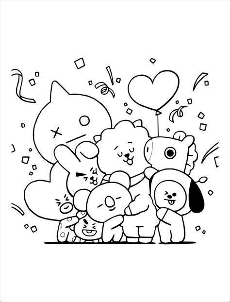 BT21 Coloring Pages | ぬり絵, 塗り絵 無料, 塗り絵