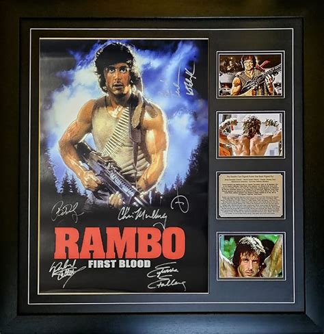 Rambo First Blood Cast and incl. Sylvester Stallone signed framed ...