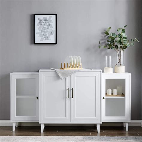 white sideboard buffet with glass cabinet doors contemporary dining ...