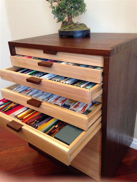 7 elements 6 drawer wooden artist storage supply box for pastels ...