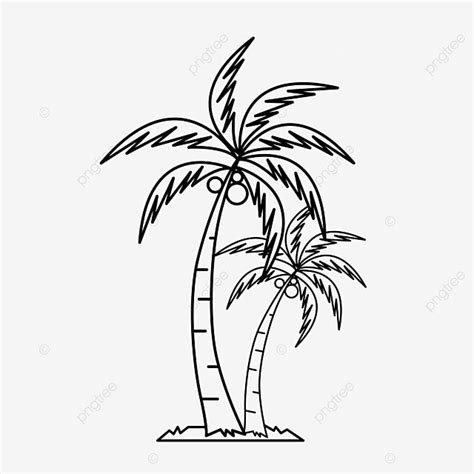 Tree Line Art Vector Art PNG, Palm Tree Line Art Vector, Palm Tree ...