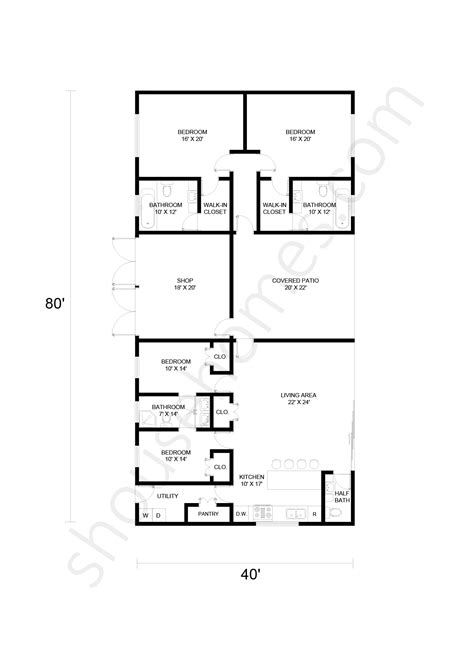 Gorgeous 40x80 Shop House Floor Plans