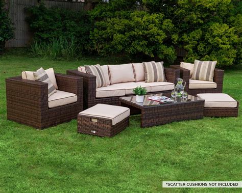 Ascot 2 Seater Rattan Garden Sofa Set In Chocolate And Cream | www.cintronbeveragegroup.com