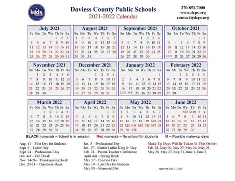 DCPS releases 2021-2022 district calendar | Owensboro Radio