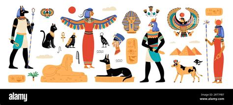 Ancient Egypt elements. Historical and cultural symbols. Religious ...