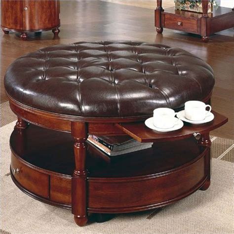 Round Tufted Ottoman Coffee Table - Foter | Tufted ottoman coffee table, Leather ottoman coffee ...