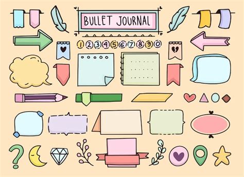 Premium Vector | Bullet journal and planner notes banner doodle set ...