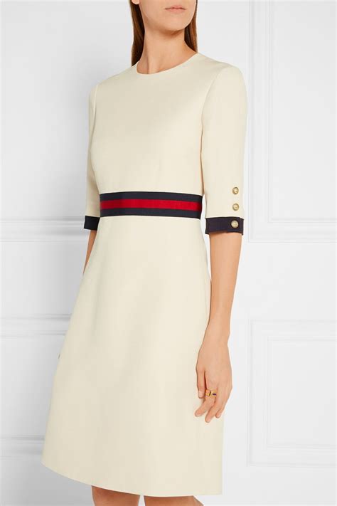 Gucci | Grosgrain-trimmed wool and silk-blend mini dress | NET-A-PORTER ...