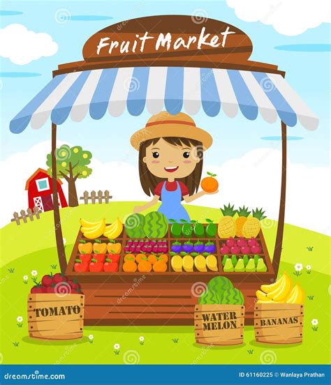 Fruit shop stall stock vector. Illustration of health - 61160225