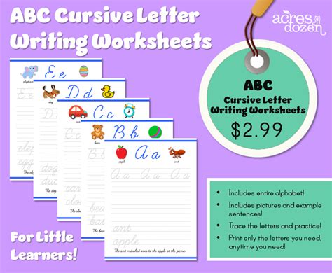 ABC Cursive Letter Writing Worksheet - Classful