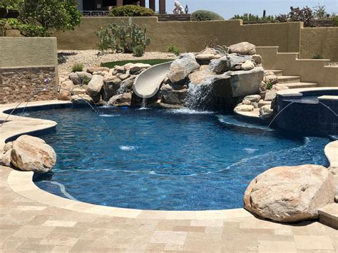 natural rock waterfalls - Arzate Design Group - Swimming Pool Tucson AZ