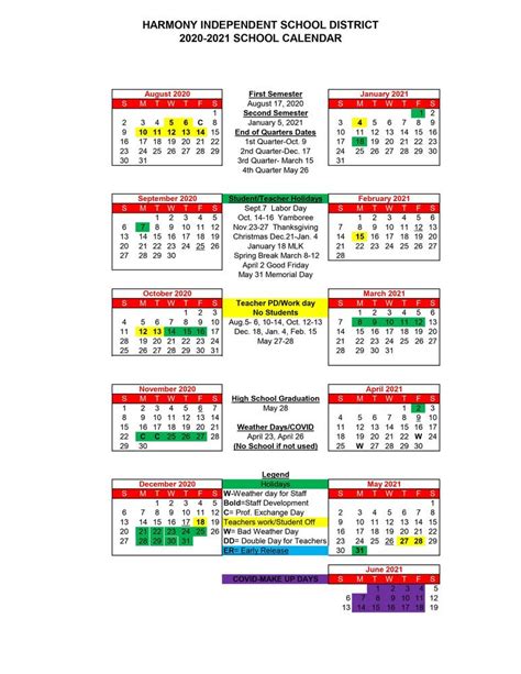 Calendar | Harmony Independent School District