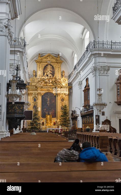 WARSAW, POLAND - JANUARY 16, 2017: Holy Cross Church interior. Located ...