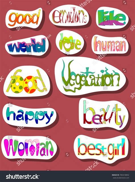 Image Set Objects Form Words White: vector de stock (libre de regalías ...