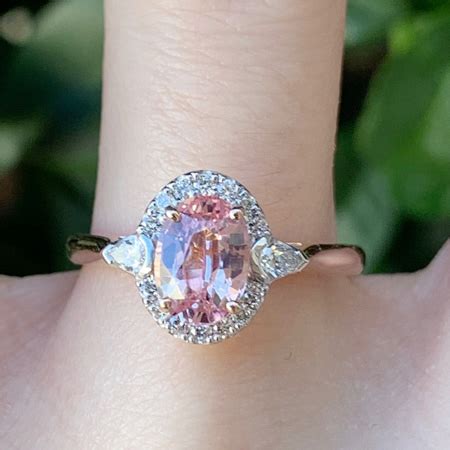 Pink Padparadscha Sapphire Halo Ring - Bentley De Lisle