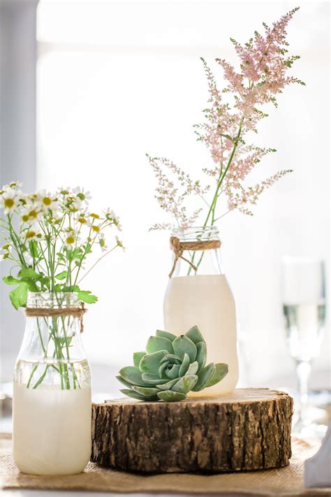 DIY Milk Bottle Centerpieces with Wildflowers