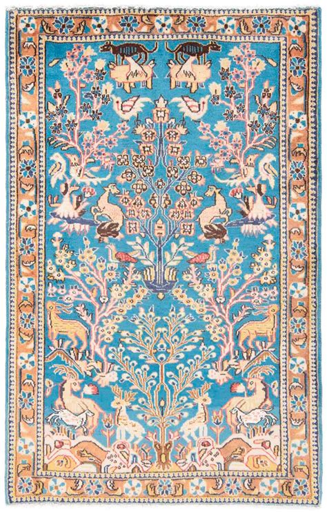 Qom Persian Rug Blue 126 x 78 cm