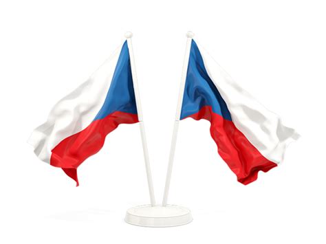 Two waving flags. Illustration of flag of Czech Republic