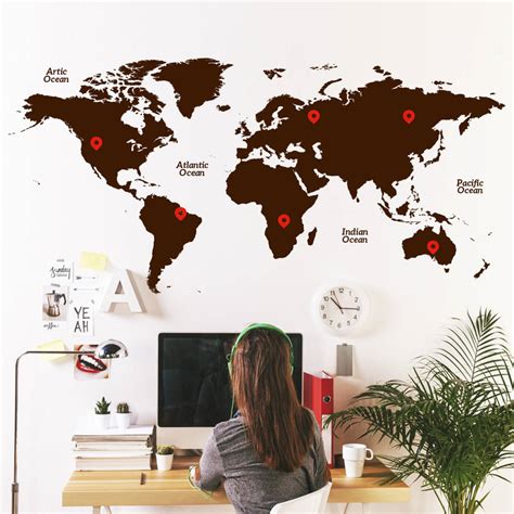 World Map Wall Sticker By SirFace Graphics | notonthehighstreet.com