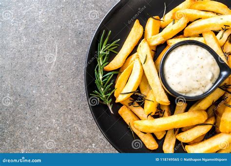 French fries with sauce stock image. Image of french - 118749565