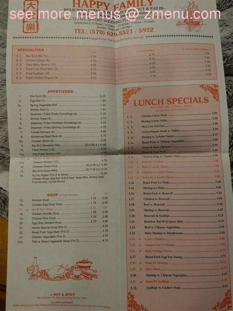 Online Menu of Happy Family Restaurant, Effort, Pennsylvania, 18330 - Zmenu