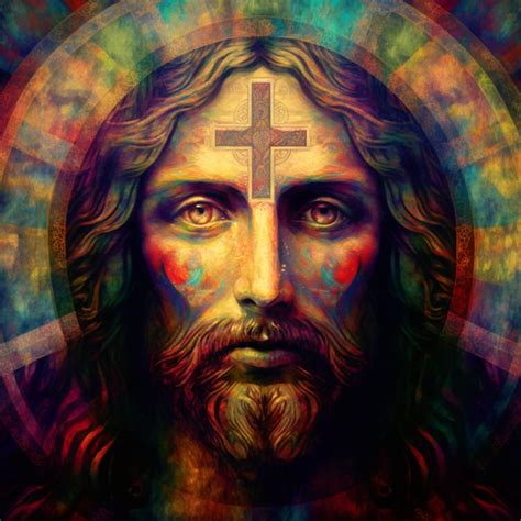 Premium AI Image | A painting of jesus with a cross on his face ...