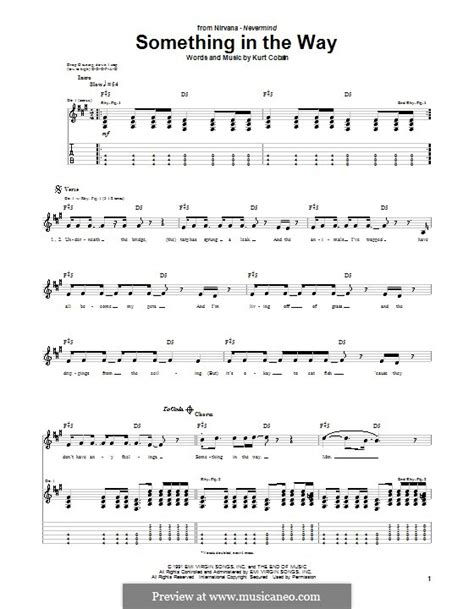 Something in the Way (Nirvana) by K. Cobain - sheet music on MusicaNeo