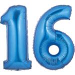 Large Blue Number 16 Balloons|Large Blue #16 Mylar Balloons