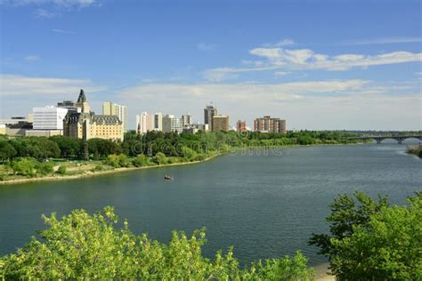 Saskatoon skyline editorial stock image. Image of boating - 98111169