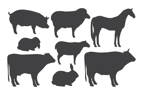 Farm animal silhouettes By Anviczo | TheHungryJPEG