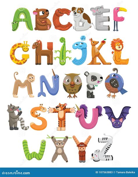 Zoo Alphabet. Animal Alphabet. Letters from a To Z Stock Vector ...