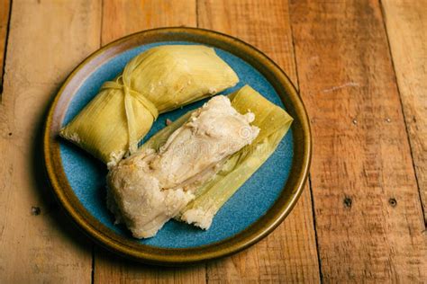 Tamales De Elote on a Wooden Table. Stock Image - Image of banana ...