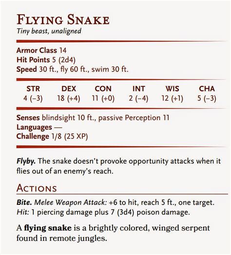 D&D Basic Monsters: Flying Snake