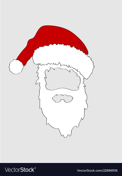 Christmas hand drawn santa hat and white beard Vector Image