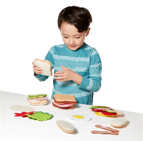 Melissa & Doug Felt Food Sandwich Play Food Set (33 pcs) - Felt ...