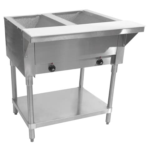 Advance Tabco HF-2E-120 Two Pan Electric Steam Table with Undershelf - Open Well, 120V