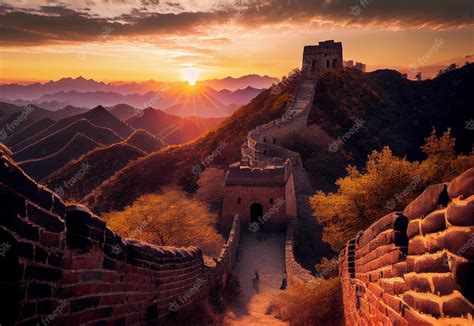 Premium Photo | Great wall of china at night