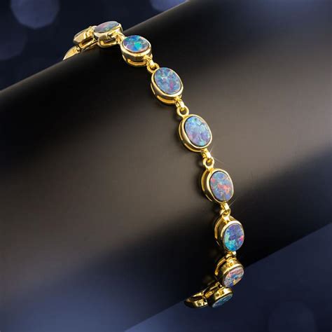 14K Gold-Plated Australian Opal Doublet Bracelet (10.5 carat)