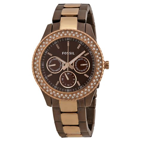 Fossil Stella Chocolate Stainless Steel Ladies Watch ES2955 - Stella ...