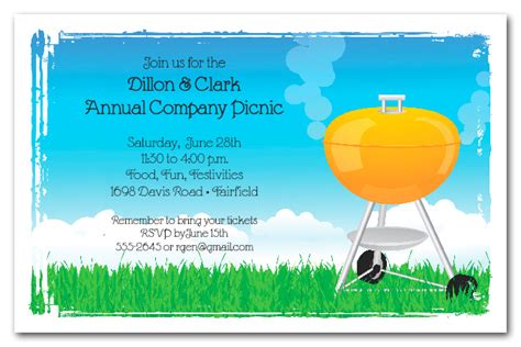 Orange Barbecue Grill Company Picnic Invitations