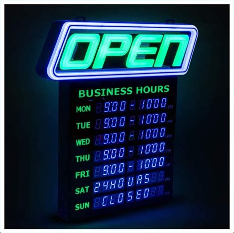 Led Open Sign with Business Hours – Stand Out with 1000’s Color Combos to Match Your Brand ...