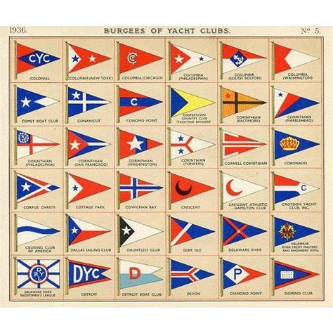 Flags of American Yacht Clubs, 1930s | Yacht, Yacht club, Hipster drawings