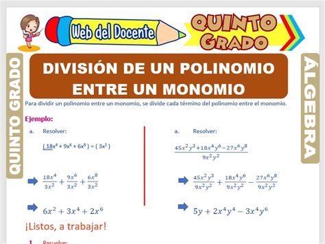 División de un Polinomio entre un Monomio para Quinto Grado de Primaria