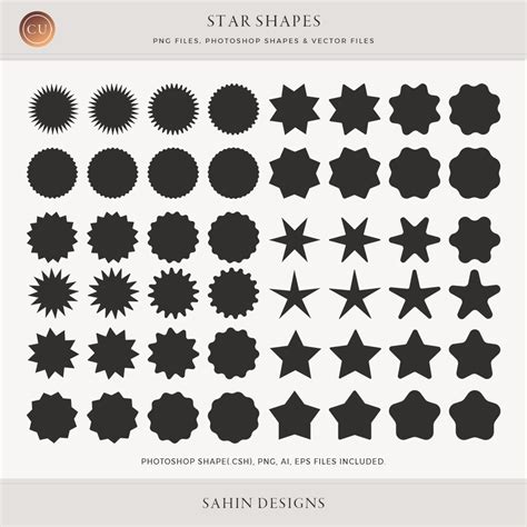 Star Vector Shapes and Photoshop Shapes by Sahin Designs (CU)